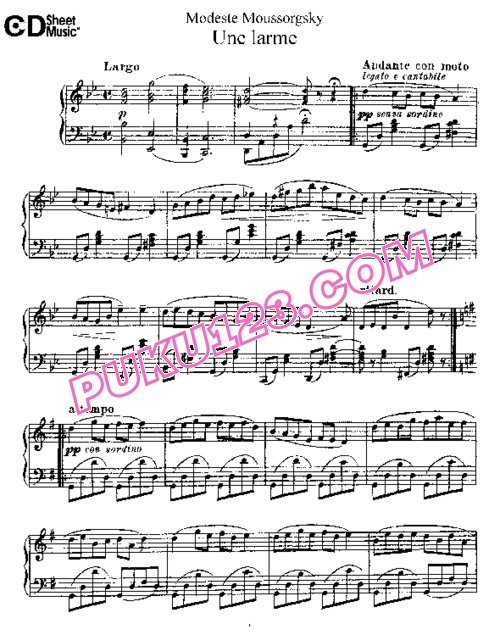 天天钢琴网-免费下载Moussorgsky - Une larme
