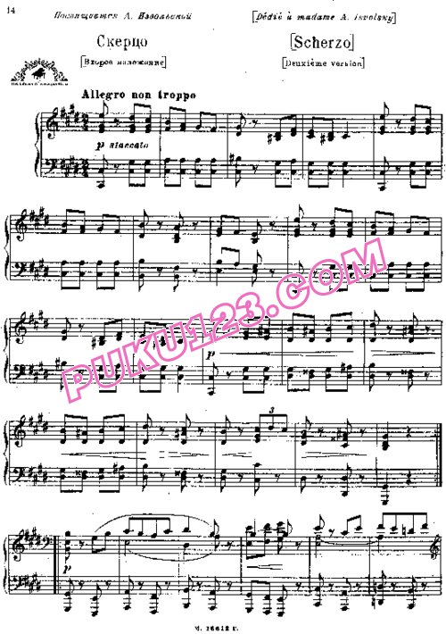 天天钢琴网-免费下载Moussorgsky - Scherzo in c-Sharp Minor - 2nd version 版本 2