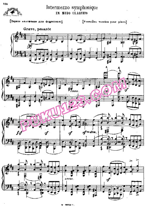 天天钢琴网-免费下载Moussorgsky - Intermezzo Symphonique - 1st version