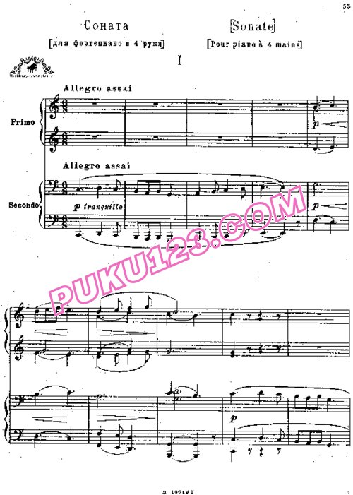 天天钢琴网-免费下载Moussorgsky - Piano Sonata for Four Hands 四手联弹