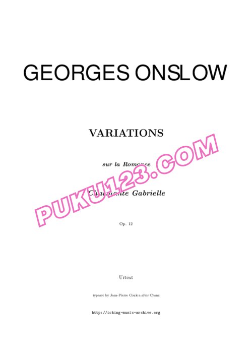 天天钢琴网-免费下载Onslow - Variations in E-flat Major Op.12