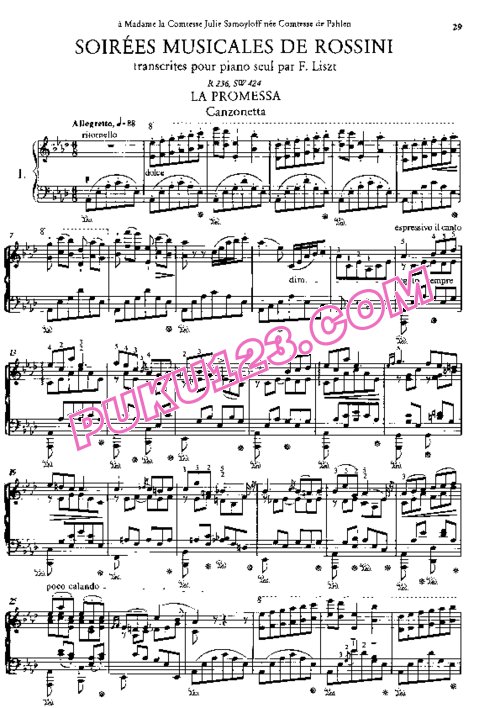 天天钢琴网-免费下载Liszt - Rossini - Soirées Musicales S.424 李斯特改编《音乐晚会》全曲12首钢琴独奏版
