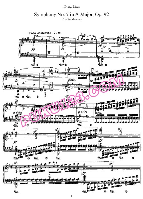 天天钢琴网-免费下载Beethoven - Liszt - Symphony No.7 in A major, Op.92 李斯特改编钢琴独奏版
