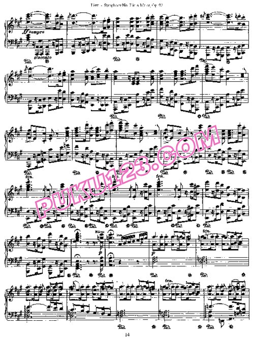 天天钢琴网-免费下载Beethoven - Liszt - Symphony No.7 in A major, Op.92 李斯特改编钢琴独奏版