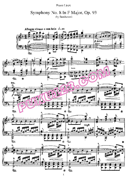 天天钢琴网-免费下载Beethoven - Liszt - Symphonie No.8 in F major, op.93 李斯特改编钢琴独奏版
