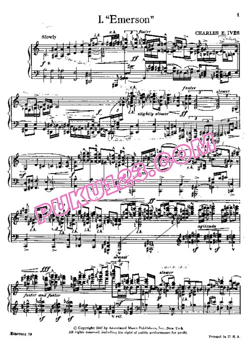 天天钢琴网-免费下载Ives - Piano Sonata No.2 Concord, Mass, 1840-1860