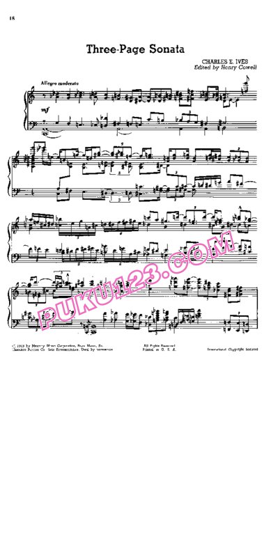 天天钢琴网-免费下载Ives - Three-Page-Sonata