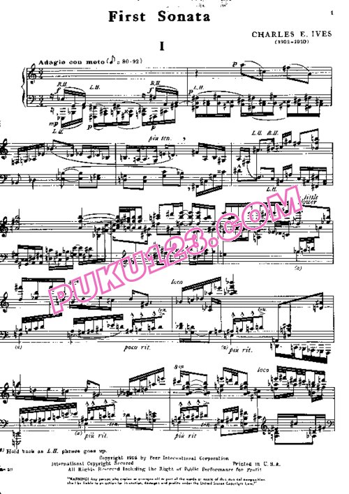 天天钢琴网-免费下载Ives - Piano Sonata No.1