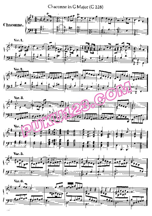 天天钢琴网-免费下载Handel - Chaconne in G major G.228