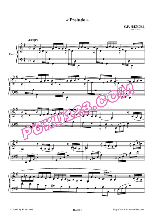 天天钢琴网-免费下载Handel - Prelude in G major