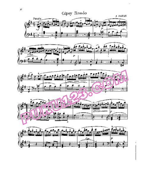 天天钢琴网-免费下载Haydn - Piano Trio in G Major, III. Finale Gypsy Rondo - Solo Piano