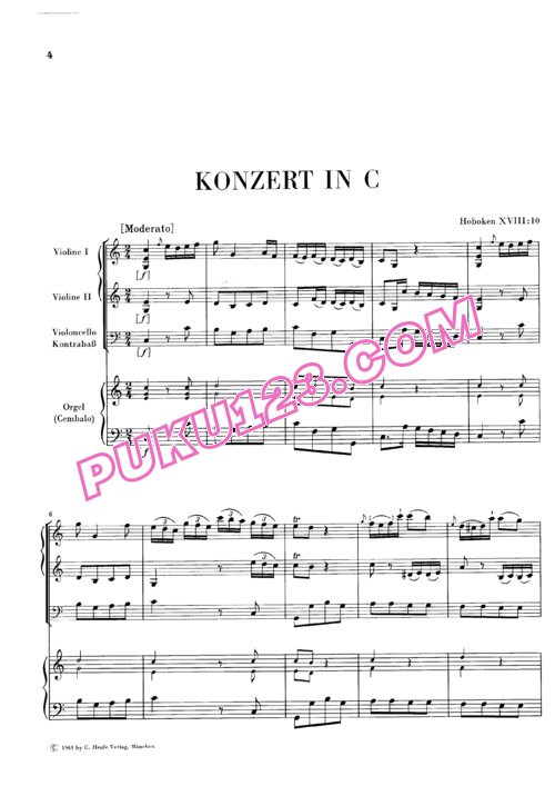 天天钢琴网-免费下载Haydn - Concerto in C, piano and stringtrio Partitura 钢琴与弦乐三重奏版