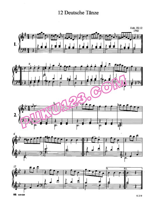 天天钢琴网-免费下载Haydn - 12 German Dances