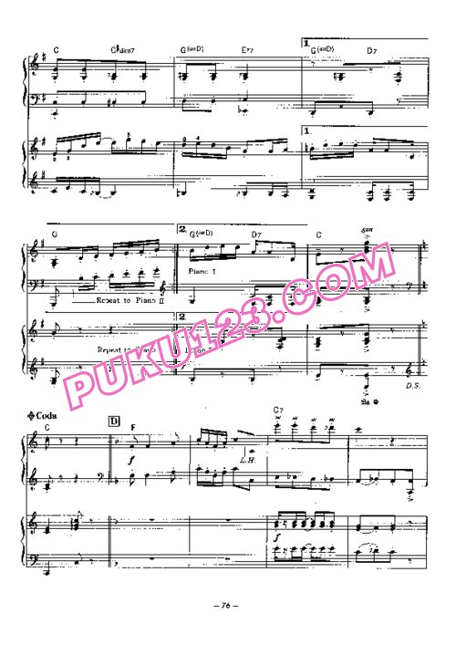 天天钢琴网-免费下载Joplin - The Strenuous Life Rag - 2 Pianos